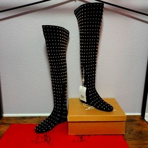 CHRISTIAN LOUBOUTIN STUDDDD OVERKNEE BOOTS 37.5 7.5 ! True fit